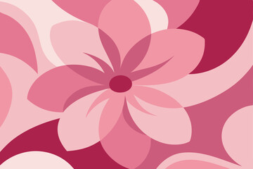 Abstract Pink Flower Design, Geometric Pattern, Modern Art, Curved Lines, Shades of Pink, Floral Bac.