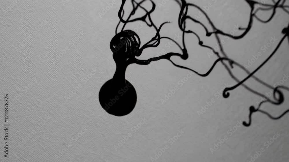 Poster Abstract ink drawing process on paper highlighting intricate designs and patterns