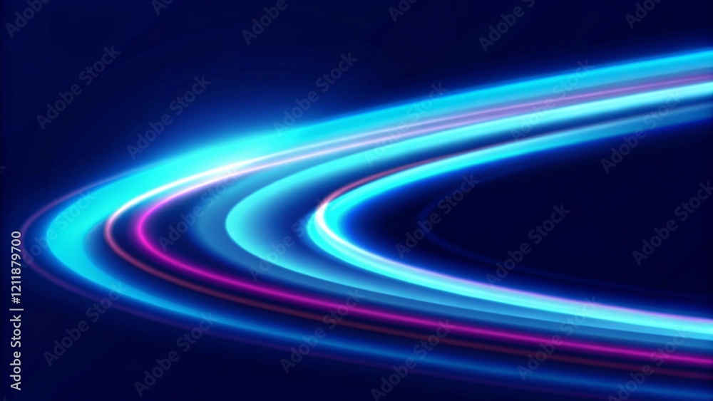 Aufkleber Modern concept of light speed lines background. Abstract futuristic 5G internet connection concept. light trails illustration, digital innovation backdrop with fast data flow and neon energy