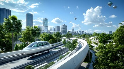 Fototapeta premium A futuristic 3D rendering depicting quantum computing technology seamlessly integrated with a virtual twin simulation of complex urban infrastructure systems