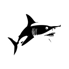 Monochrome Shark Silhouette in Action