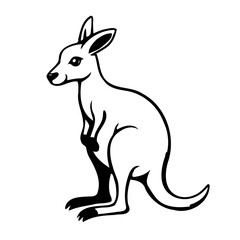 Cute Kangaroo Line Art Illustration