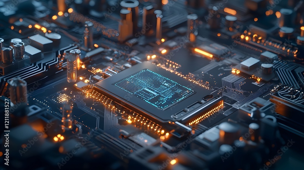 Poster quantum computing powering a futuristic virtual twin to optimize and enhance manufacturing processes