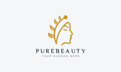 Fashion and pure beauty logo design vector template