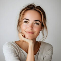 Naklejka premium Beautiful Woman Portrait - Radiant Beauty