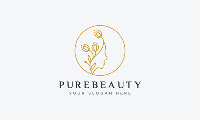Fashion and pure beauty logo design vector template