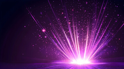 Naklejka premium Purple light burst, energy explosion, dark background, abstract design, ideal for presentations