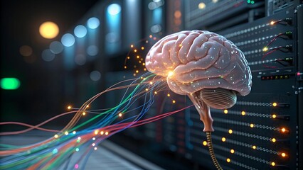 brain and AI technology symbol 
