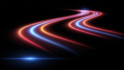 Obraz premium Speed lines, light effect, glowing magic rays, abstract neon lines. Police or car lights in motion concept. Futuristic trail effect, energy flow, light burst, dynamic glowing streaks in motion