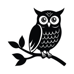 owl sitting on a branch vector illustration