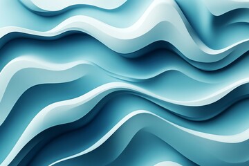 Fototapeta premium Seamless light blue background with 3D wavy lines and smooth, minimalist shapes, high-resolution vector illustration, no shadows, high detail.