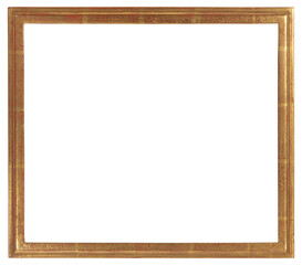 A narrow wooden picture frame in a classic design on a transparent background, in PNG format.