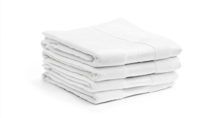 Classic White Cotton Towels Stacked Neatly