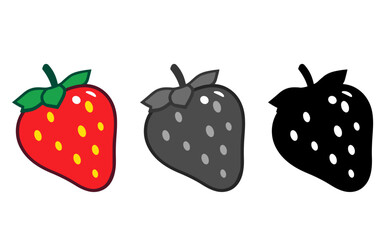 Flat Vector Icon of Garden Strawberry Fruit for Use in Food Apps, Websites, and Digital Platforms