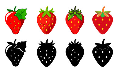 Flat Vector Icon of Garden Strawberry Fruit for Use in Food Apps, Websites, and Digital Platforms