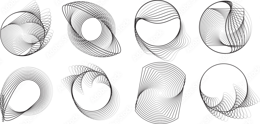 Fototapete lines in circle form . rotate rounded shape vector illustration .rotating circles form a ring.rotati