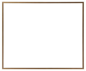 Obraz premium Narrow antique wooden picture frame on a transparent background, in PNG format.