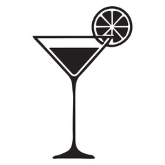 Martini Glass Silhouette Illustration Classic Cocktail Icon
