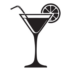 Martini Cocktail Silhouette Illustration Elegant Drink Design