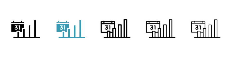 Fund growth icons set in black black and blue colors