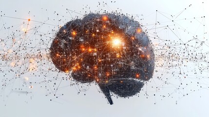 Futuristic digital brain model representing neural connections and data processing in artificial intelligence context