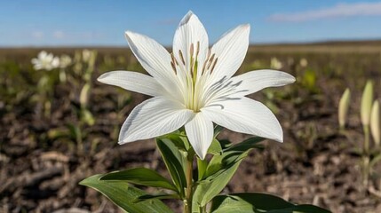 Obraz premium Serene White Lily in a Field of Dreams