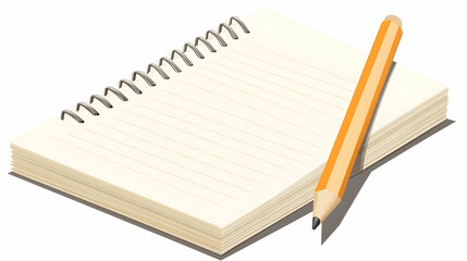 Spiral notebook and pencil on white background; planning, note-taking, education concept