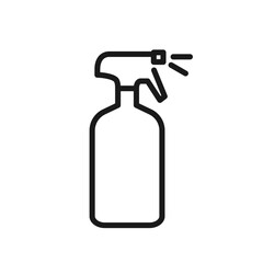 Spray bottle line icon. Plant watering sprayer. Automobile product bottle. Surface cleaning detergent packaging. For web design purposes. Vector illustration isolated on white background