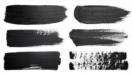 Set of black oil paint brush strokes. Paintbrush collection. Grunge abstract design element.