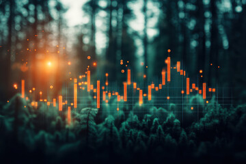 Forest Background with Upward Stock Chart Overlay