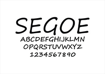 Segoe font for logo and headline. Isolated vector typeset