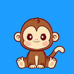 Cheerful monkey sitting with a sweet smile