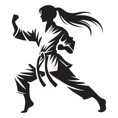 Dynamic Female Karate Silhouette Illustration © Creative Image  