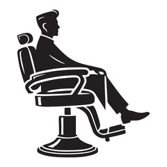 Man in Barber Chair Silhouette Illustration for Style
