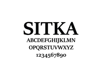 Sitka font for logo and headline. Isolated vector typeset
