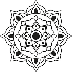Hand drawn mandala design. Easy mandala Outline.  Vector mandala design. Mandala design for coloring