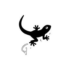 Black Silhouette Lizard with Leg