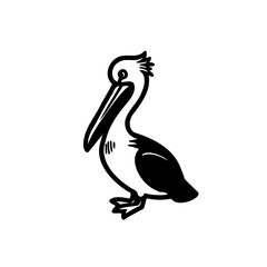 Pelican black and white vector
