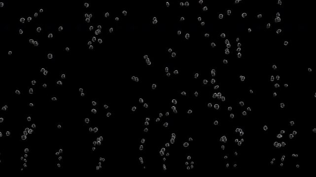Seamless loop 3D in 4K of bubbling water with small animated air bubbles rising dynamically. Isolated on an alpha channel for easy integration. Perfect for VFX, motion backgrounds,or fluid simulations