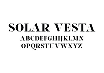 Solar Vesta font for logo and headline. Isolated vector typeset