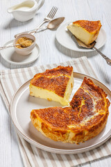 Fototapeta premium San Sebastian or Basque burnt cheesecake on plate