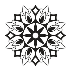 Hand drawn mandala design. Easy mandala Outline.  Vector mandala design. Mandala design for coloring