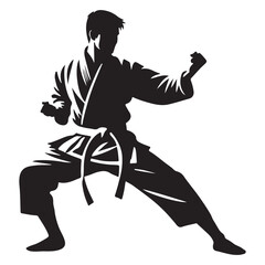Powerful Karate Practitioner Silhouette Illustration © Creative Image  
