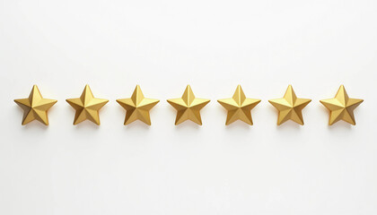 five gold stars arranged in a horizontal line on a white background