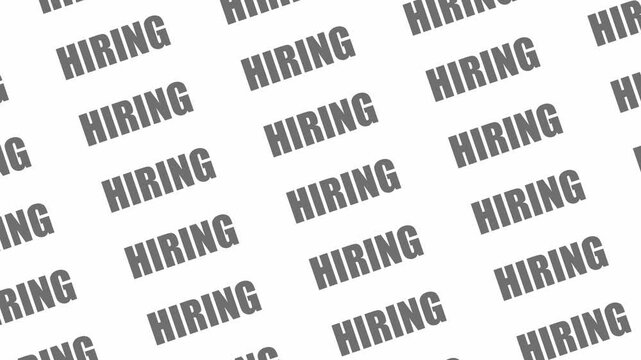 Hiring words motion background animation on a white background