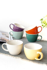 set of colorful cups