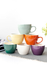 set of colorful cups