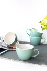 set of colorful cups