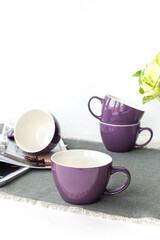 set of colorful cups
