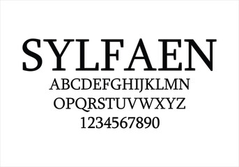 Sylfaen font for logo and headline. Isolated vector typeset